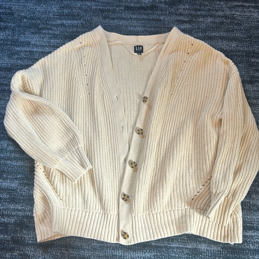 COPY - 100% Cotton Cream Cable-knit Cardigan from GAP